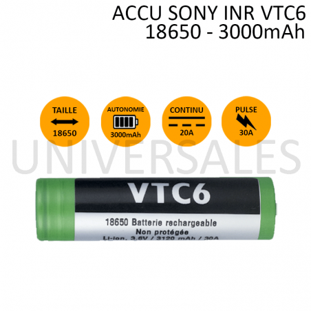 ACCU CIGARETTE ELECTRONIQUE VTC6