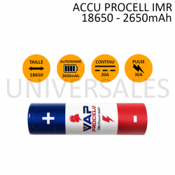 ACCU IMR - PROCELL 18650 2650mAh